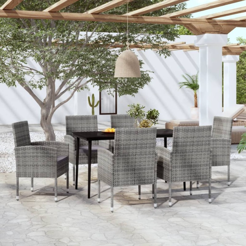 vidaXL Juego de comedor de jardín 7 piezas gris antracita vidaXL Juego de comedor de jardín 7 piezas gris antracita