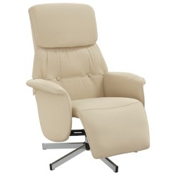 vidaXL Sillón reclinable con reposapiés tela color crema