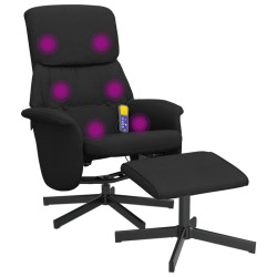 vidaXL Sillón reclinable de masaje con reposapiés tela negro