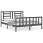 vidaXL Estructura de cama matrimonio con cabecero madera maciza gris vidaXL Estructura de cama matrimonio con cabecero madera maciza gris