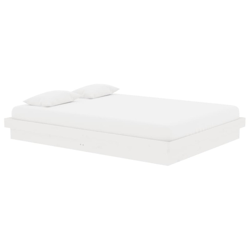 vidaXL Estructura de cama de madera maciza blanca 140x190 cm vidaXL Estructura de cama de madera maciza blanca 140x190 cm