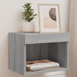 vidaXL Mesitas de noche de pared con luces LED 2 uds gris Sonoma