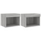 vidaXL Mesitas de noche de pared con luces LED 2 uds gris Sonoma