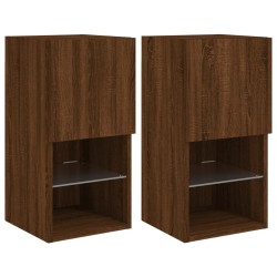 vidaXL Muebles para TV con luces LED 2 uds roble marrón 30,5x30x60 cm