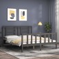 vidaXL Estructura de cama matrimonio con cabecero madera maciza gris vidaXL Estructura de cama matrimonio con cabecero madera maciza gris