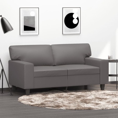 vidaXL Sofá de 2 plazas de cuero sintético gris 120 cm