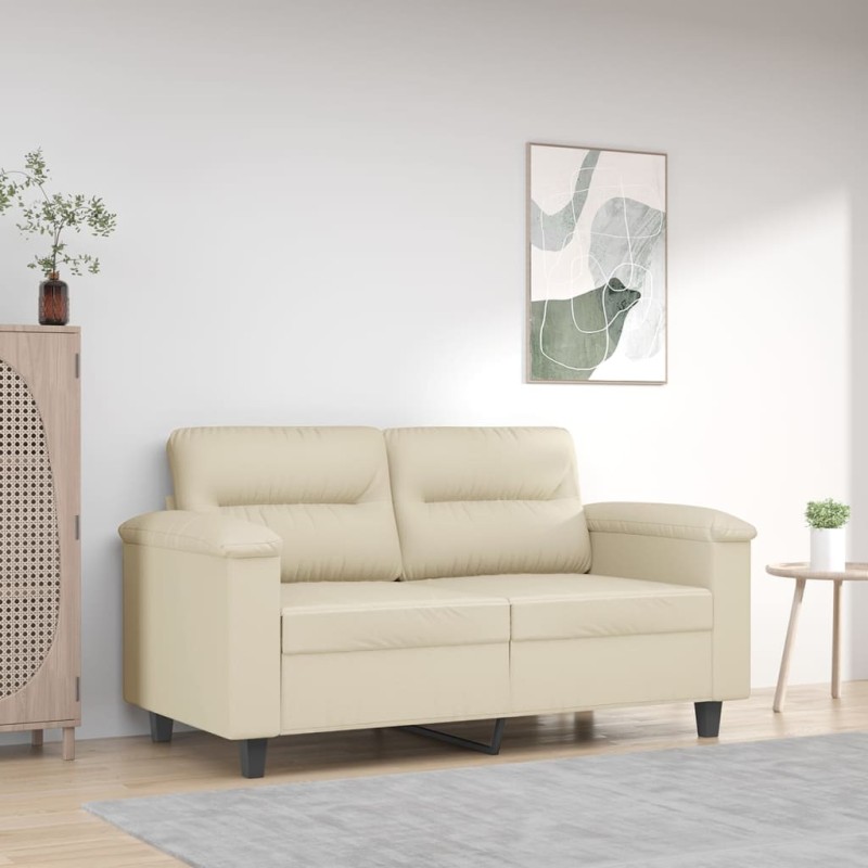 vidaXL Sofá de 2 plazas de cuero sintético color crema 120 cm vidaXL Sofá de 2 plazas de cuero sintético color crema 120 cm
