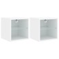 vidaXL Muebles de TV de pared con luces LED 2 uds blanco 30x28,5x30 cm