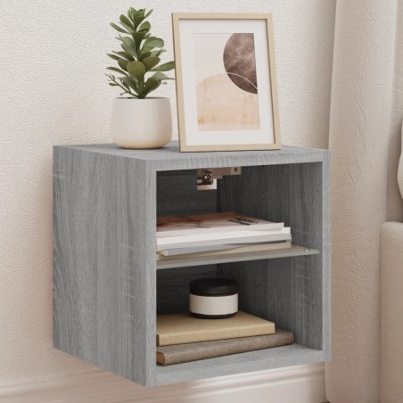 vidaXL Mueble de TV de pared con luces LED gris Sonoma 30x28,5x30 cm