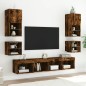 vidaXL Mueble de TV de pared con luces LED roble ahumado 30x28,5x30 cm