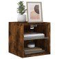 vidaXL Mueble de TV de pared con luces LED roble ahumado 30x28,5x30 cm