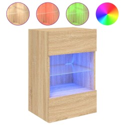 vidaXL Mueble de TV de pared con luces LED roble Sonoma 40x30x60,5 cm