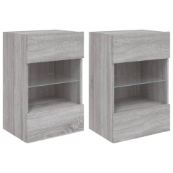 vidaXL Muebles TV de pared luces LED 2 uds gris Sonoma 40x30x60,5 cm