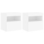 vidaXL Muebles de TV de pared con luces LED 2 uds blanco 40x30x40 cm