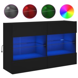 vidaXL Mueble de TV de pared con luces LED negro 98,5x30x60,5 cm