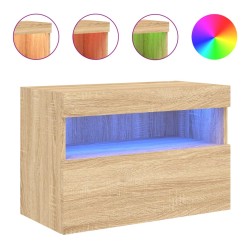 vidaXL Mueble de TV de pared con luces LED roble Sonoma 60x30x40 cm