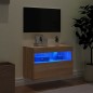 vidaXL Mueble de TV de pared con luces LED roble Sonoma 60x30x40 cm vidaXL Mueble de TV de pared con luces LED roble Sonoma 60x30x40 cm
