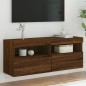 vidaXL Mueble de TV de pared con luces LED roble marrón 100x30x40 cm