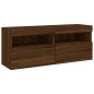 vidaXL Mueble de TV de pared con luces LED roble marrón 100x30x40 cm