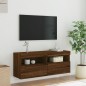 vidaXL Mueble de TV de pared con luces LED roble marrón 100x30x40 cm