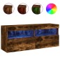 vidaXL Mueble de TV de pared con luces LED roble ahumado 100x30x40 cm vidaXL Mueble de TV de pared con luces LED roble ahumado 100x30x40 cm