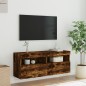 vidaXL Mueble de TV de pared con luces LED roble ahumado 100x30x40 cm vidaXL Mueble de TV de pared con luces LED roble ahumado 100x30x40 cm