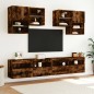 vidaXL Mueble de TV de pared con luces LED roble ahumado 100x30x40 cm vidaXL Mueble de TV de pared con luces LED roble ahumado 100x30x40 cm