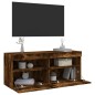 vidaXL Mueble de TV de pared con luces LED roble ahumado 100x30x40 cm vidaXL Mueble de TV de pared con luces LED roble ahumado 100x30x40 cm