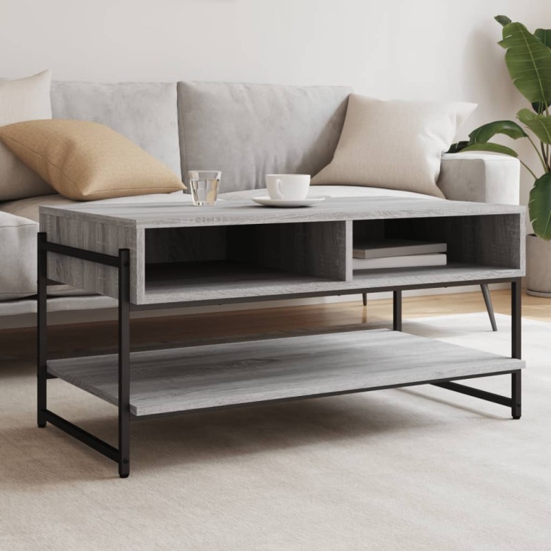 vidaXL Mesa de centro madera contrachapada gris Sonoma 90x50x45 cm vidaXL Mesa de centro madera contrachapada gris Sonoma 90x50x45 cm