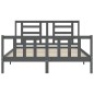 vidaXL Estructura de cama matrimonio con cabecero madera maciza gris vidaXL Estructura de cama matrimonio con cabecero madera maciza gris