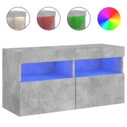 vidaXL Mueble de TV de pared con luces LED gris hormigón 80x30x40 cm