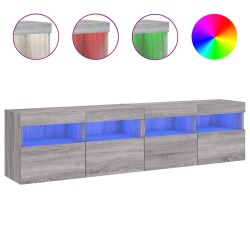 vidaXL Muebles TV de pared con luces LED 2 uds gris Sonoma 80x30x40 cm