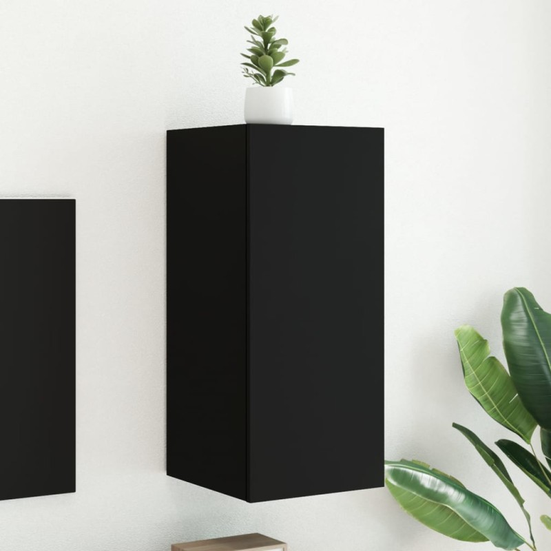 vidaXL Mueble de TV de pared con luces LED negro 30,5x35x70 cm vidaXL Mueble de TV de pared con luces LED negro 30,5x35x70 cm