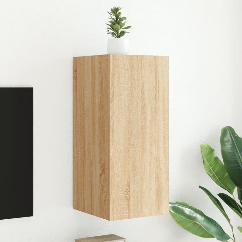 vidaXL Mueble de TV de pared con luces LED roble Sonoma 30,5x35x70 cm vidaXL Mueble de TV de pared con luces LED roble Sonoma 30,5x35x70 cm