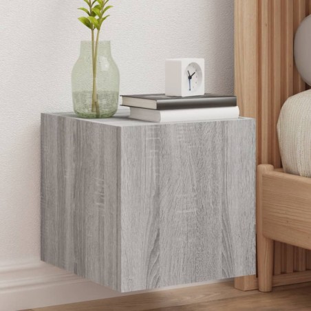 vidaXL Muebles TV pared con luces LED 2 uds gris Sonoma 30,5x35x30 cm