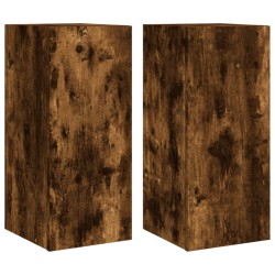vidaXL Muebles TV de pared luces LED 2 uds roble ahumado 30,5x35x70 cm