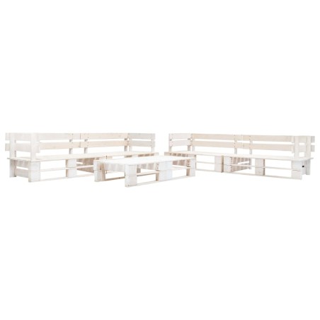 vidaXL Set de muebles de jardín de palets 6 piezas madera blanco