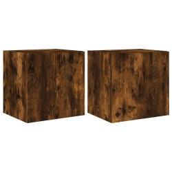 vidaXL Muebles TV de pared luces LED 2 uds roble ahumado 40,5x35x40 cm