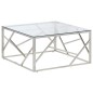 vidaXL Mesa de centro plateada acero inoxidable y vidrio templado vidaXL Mesa de centro plateada acero inoxidable y vidrio templado