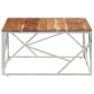 vidaXL Mesa de centro acero inoxidable plateado y madera maciza acacia vidaXL Mesa de centro acero inoxidable plateado y madera maciza acacia