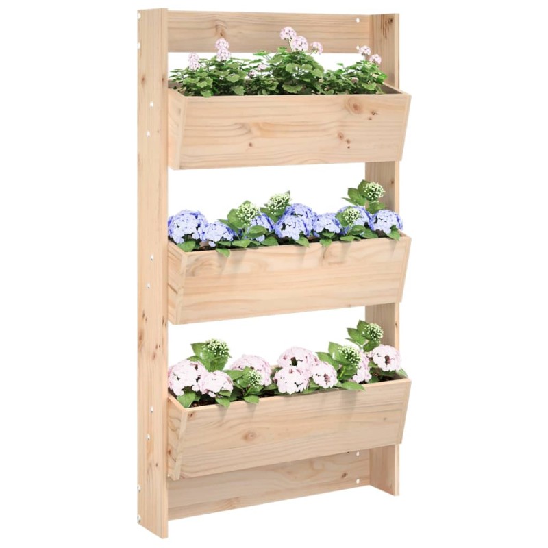 vidaXL Jardinera de pared 3 niveles madera maciza pino 60x18,5x110 cm vidaXL Jardinera de pared 3 niveles madera maciza pino 60x18,5x110 cm