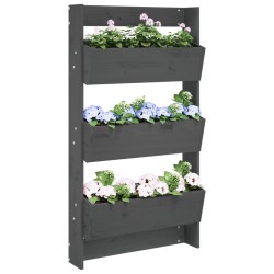 vidaXL Jardinera de pared 3 niveles madera pino gris 60x18,5x110 cm
