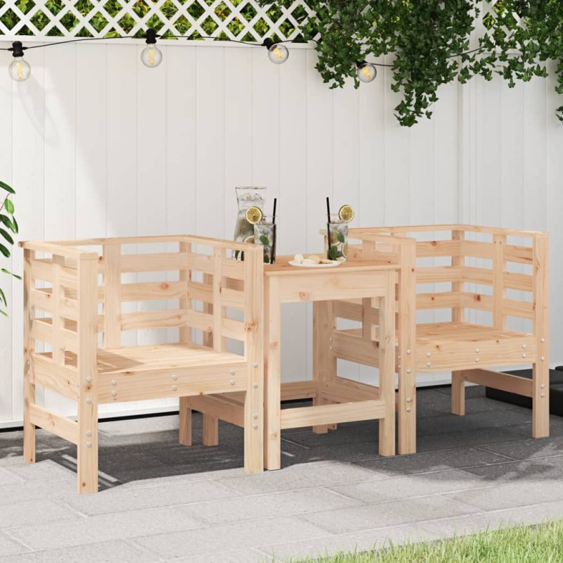 vidaXL Sillas de jardín 2 uds madera maciza pino 61,5x53x71 cm vidaXL Sillas de jardín 2 uds madera maciza pino 61,5x53x71 cm