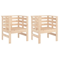 vidaXL Sillas de jardín 2 uds madera maciza pino 61,5x53x71 cm