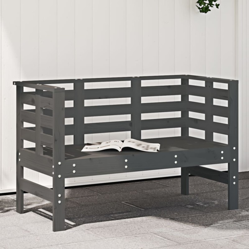 vidaXL Banco de jardín madera maciza de pino gris 111,5x53x71 cm