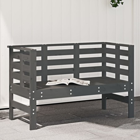 vidaXL Banco de jardín madera maciza de pino gris 111,5x53x71 cm