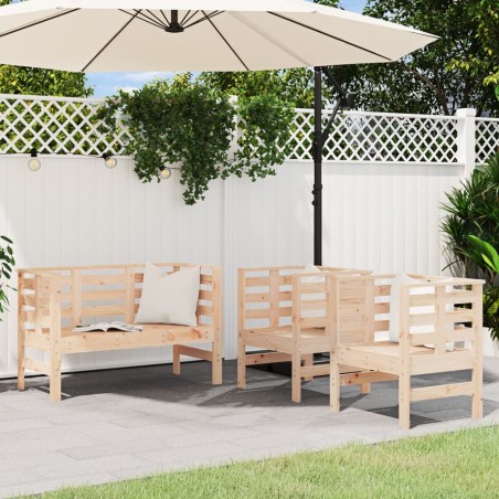 vidaXL Juego de muebles de jardín 3 piezas madera maciza de pino