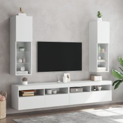 vidaXL Muebles de TV con luces LED 2 uds blanco 30,5x30x102 cm