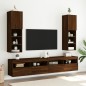 vidaXL Muebles de TV con luces LED 2 uds marrón roble 30,5x30x102 cm