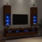vidaXL Muebles de TV con luces LED 2 uds marrón roble 30,5x30x102 cm